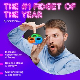 SCRATCHIEZ Magnetic Rings Fidget Toys for Adults and Kids | Glow in The Dark ADHD Fidget Rings Toy Set for Anxiety and Stress | Spinner Finger Rings for Children - Great Teens Boy Gift Idea (12 Pack)