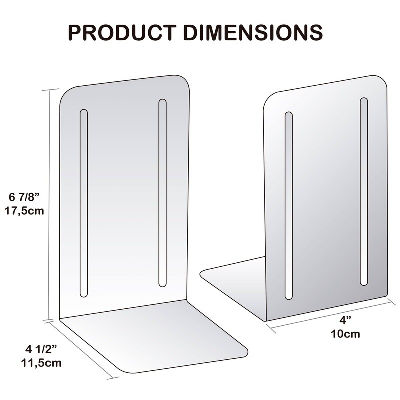 Acrimet Steel Metal Bookends for Shelves, Heavy Duty, for Large