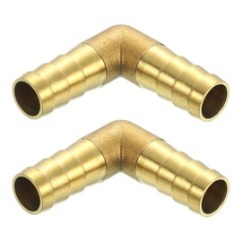 sourcing map 2 Pcs Brass Hose Barb Fitting L Right Angle Elbow Connector Coupler, 1/2" ID Brass Fitting Air Hose Fittings for Connecting Water Fuel Air, Oil Hoses