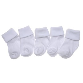5 pairs of Plain White Baby Socks - Roll Top Socks
