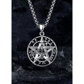 CELESTIA Pentagram Necklace Tetragrammaton Pentacle Pendant Protection Necklaces 925 Silver Jewellery Talisman Pagan Wiccan Witchy Gifts for Women and Men