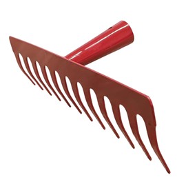 Garden Tool Rake Lawn Ground Earth Rake Metal Tines Garden Rake with and without Wooden Handle (Rake Red 12 Prongs without Handle)