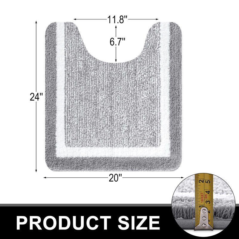 OLANLY Toilet Rugs U-Shaped 24x20, Extra Soft and Absorbent Microfiber
