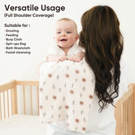 Bearmoss Muslin Baby Washcloths 100% Cotton Baby Bath Wash Cloth Large Ultra-Absorbent Burp Cloth Soft Baby Face Towel for Newborn Baby Boy and Girl, 23x23inch 6 Pack (Dinosaurs Park)