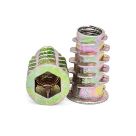 H-BOLT Type D Wood Insert Nuts - M6 & M8 Available - Premium Metal Hex Drive Threaded Inserts for Woodworking | Durable, Easy to Install, Ideal for Furniture and Cabinet Assembly (10, M6 15mm)