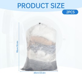 Large Laundry Bag for Washing Machine, Pack of 2 Laundry Net Fine Mesh with Drawstring 60 x 90 cm Reusable Laundry Bag Closure Laundry Net for Coats Bath Towel Curtains Rugs Down Jackets