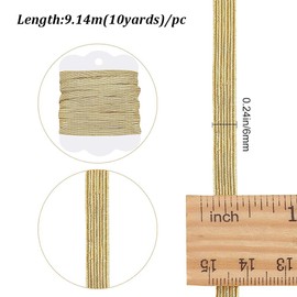 GORGECRAFT 10 Yards 6mm Gold Elastic Bands Metallic Flat Elastic Cord Stretch Strap Glitter Knit String Ribbon for DIY Sewing Crafts Skirt Waistband Dress Making Clothing Hairband Embellishment