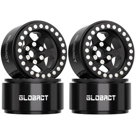 EPINON Aluminum 1.9 Beadlock Wheels - Offset -10.5mm RC Wheel Rim Hub for 1/10 RC Crawler TRX4 TRX6 Axial SCX10 UTB10 Redcat GEN7 8 VS4-10 RC4WD D90 Upgrade Accessories (4Pcs Black)