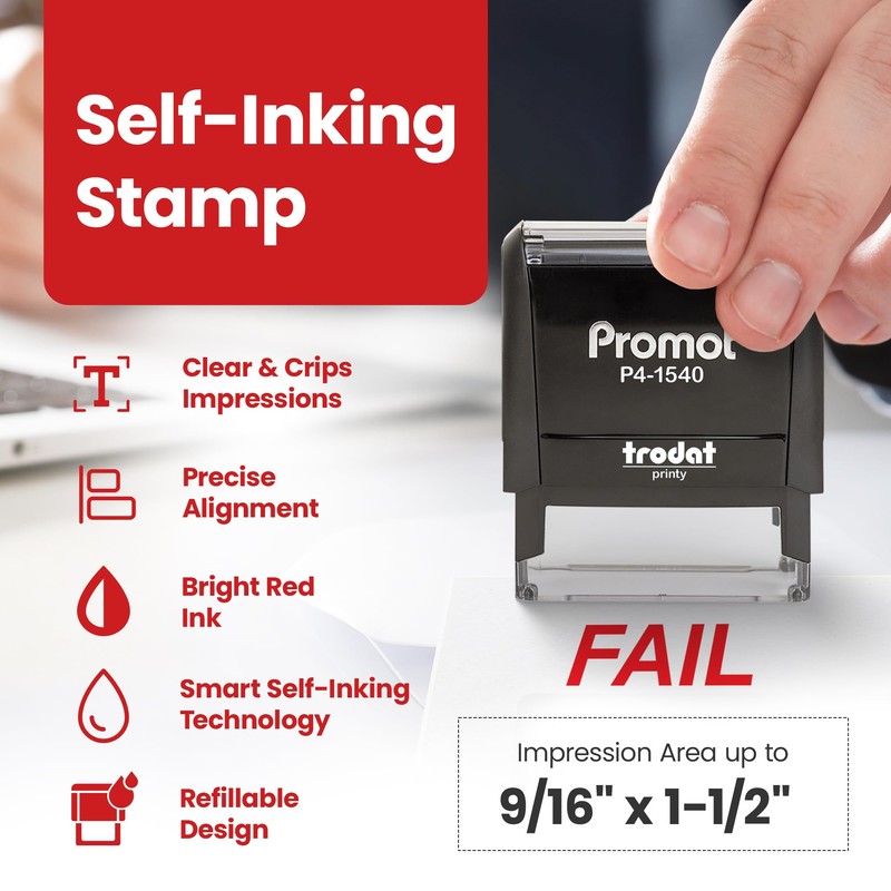 Promot Bold Fail - Self Inking Rubber Stamp - Ink