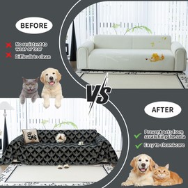 JPGGD Leaf Couch Blanket Cover,Chenille Sofa Covers Washable for Dogs,Couch Covers for Sofa, Soft Slipcovers for Couches and Sofas Pet Friendly for Recliner（1pc, Black, 59"×71"