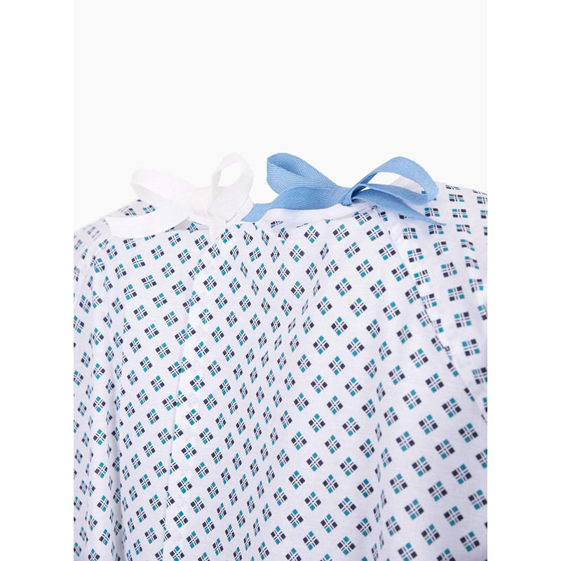 EASY CARE SOLUTIONS | Unisex PATIENT GOWN Blue/Green Diamond Print