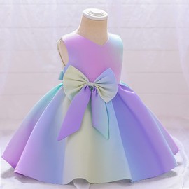 Flower Girl Dresses Wedding Baby Birthday Party Frocks Christmas Party Event Baptism Prom Tutu Backless Dress (Purple,90)