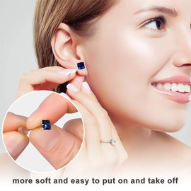 12 Pairs Stainless Steel Stud Earrings for Women, Princess Cut Square Cubic Zirconia Stud Earrings, Birthstone Earrings Stud Set 5mm