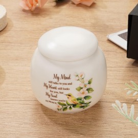 Kagrec Handmade Ceramic Small Urn for Human Ashes Keepsake for Women Men 2.76 Small Funeral Memorial Keepsake-Ceramic 2