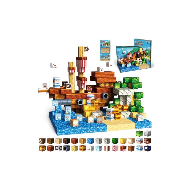 Magnetic Blocks 100PCS Pirate Ship | STEM Educational Building Toys