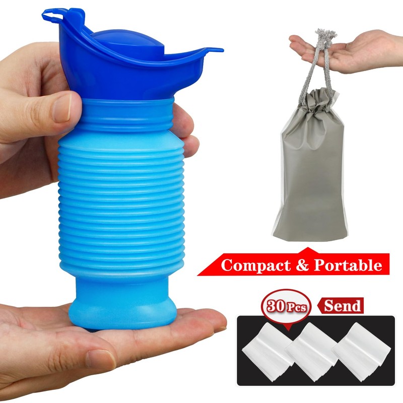 Collapsible Pee Bottle With Disposable Bags - Portable Emergency Urinal