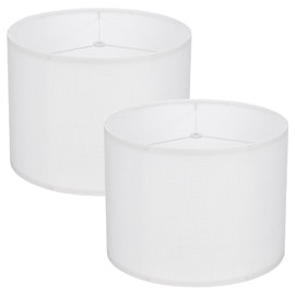 YOKIVE 2Set Drum Lamp Shades for Table Lamps, 13"x13"x10" Linen Lampshade Easy Assembly Lamp Shade(Spider Fitter) for Table Lamps Floor Lamps Bedside, Light White