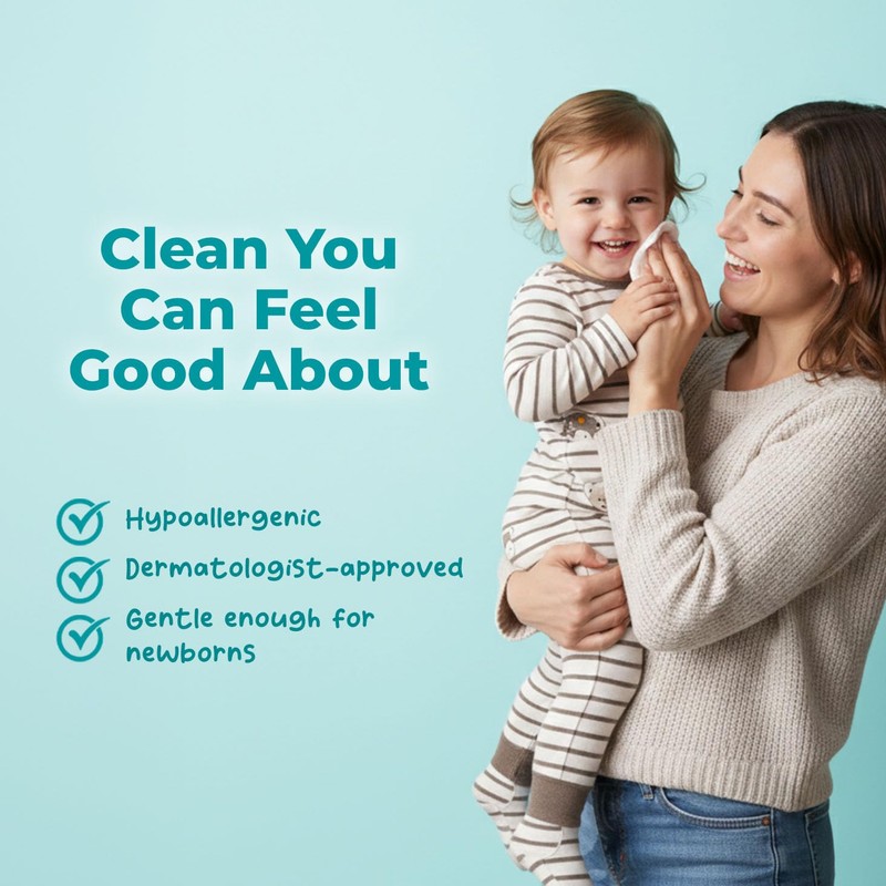 WipeEssentials Baby Wipes, Unscented Hypoallergenic Wet Wipes for Sensitive Skin,