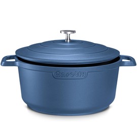 INSETFY Large Dutch Oven Pot with Lid-7.5QT Cast Aluminum Oven Pot with Two Handles Lightweight for Bread Baking Braising and Roasting(Blue)
