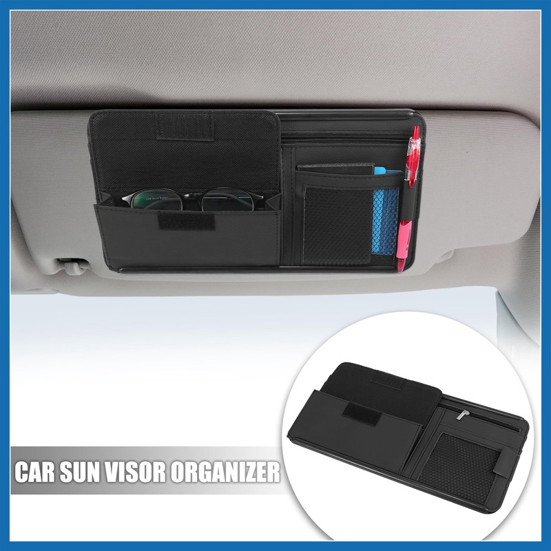 A ABSOPRO Black Universal Car Sun Visor Organizer Sunglasses Case