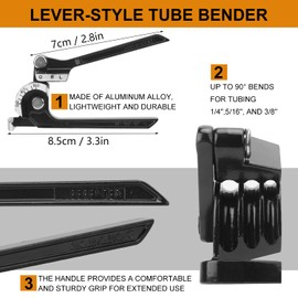 Biugaaufai 4 PCS Tube Bender, 3-IN-1, Pipe Bender for 1/4, 3/8, 5/16 Inch Tubing Bending Tools, 90 Degrees Tube Bender, Manual Tubing Bender for Home Improvement, Copper, Steel, and Thin Steel Pipes