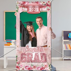 Graduation Photo Booth Frame 2025 Graduation Photo Booth Props Congrats Grad Photo Props Grad Picture Props Class of 2025 Photo Props Congrats Grad Banner (Pink)