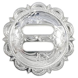 Western Leathercraft Saddle Headstall Art Belt Biker Tack Scalloped Slot Conchos 1-1/2" (Pack of 10PCS) - Bright Silver