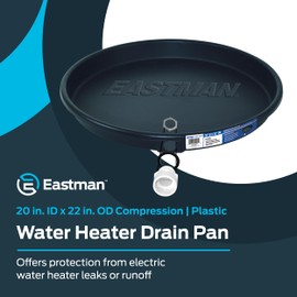 Eastman Water Heater Drain Pan with PVC Fittings, 20 Inch ID x 22 Inch OD Compression, 60076