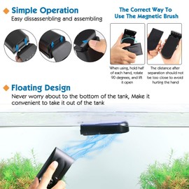 hygger Strong Magnetic Fish Tank Brush, Aquarium Algae Scraper, Quick Glass or Acrylic Tank Magnet Cleaning Tool with Two Detachable Scraper Blades (Small)
