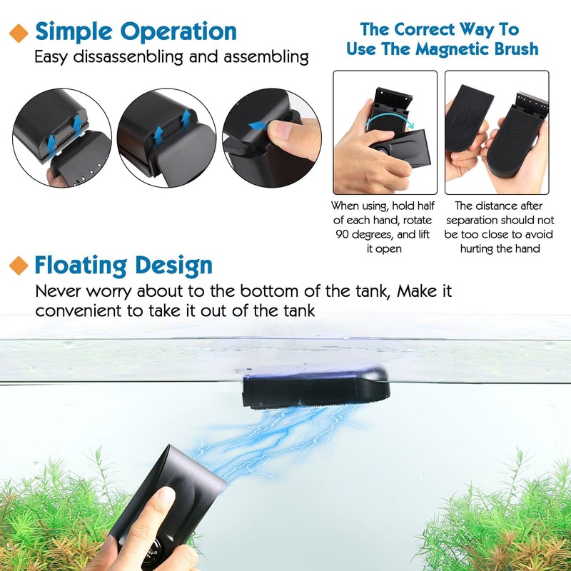 hygger Strong Magnetic Fish Tank Brush, Aquarium Algae Scraper, Quick