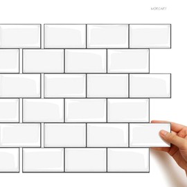 【Best Seller】MORCART Tile Stickers, Kitchen, Heat Resistant, Waterproof, Bathroom, Toilet, DIY, Furniture and Item Decoration, Tile Sheets, Wallpaper, 3D, Remodeling (11.8 x 11.8 inches (30 x 30 cm
