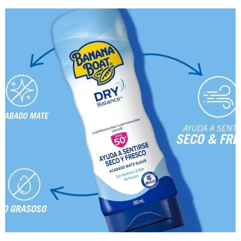 Protector Solar Banana Boat Dry Balance 50FPS Locion 180 ml