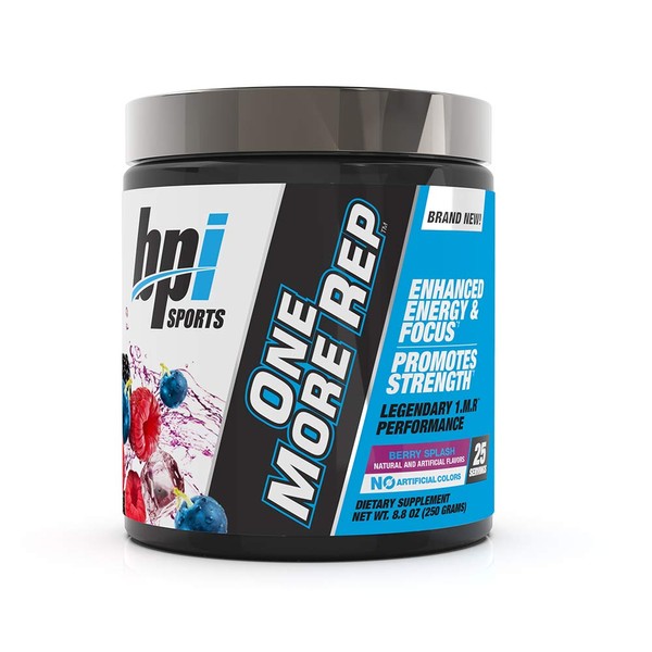 BPI Sports One More Rep Pre-Workout Powder - Increase Energy and Stamina - Intense Strength - Recover Faster - Beetroot - Carnitine - Citrulline - Berry Splash - 25 Servings - 8.8 oz.