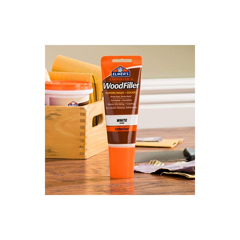 Elmer's E855 Carpenter's Wood Filler, 3.25-Ounce Tube, White - 6