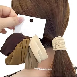 20 Pcs Pony Tails Hair Ties No Damage Brown Series Colors Ponytail Holders Hair Bands For Women's Hair Soft Cloth Hair Rubber Bands For Hair Tie Seamless Hair Band Hairties For Women Hair Accessories