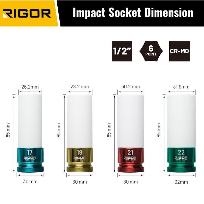 RIGOR 11503 17mm Non-Marring Lug Nut Socket | Wheel Protector
