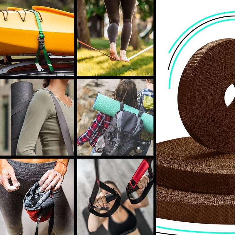 TECEUM 1 Inch Webbing – Brown – 25 Yards –