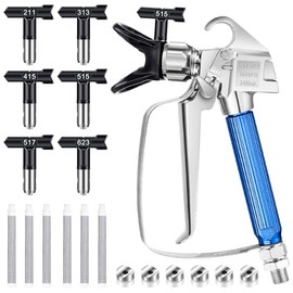 Airless Paint Sprayer Gun, 14 Pcs Kit With 6 Reversible Spray Tips, 6 Filters & Nozzle Seat for Spraying Machine (211 313 415 515 517 623)