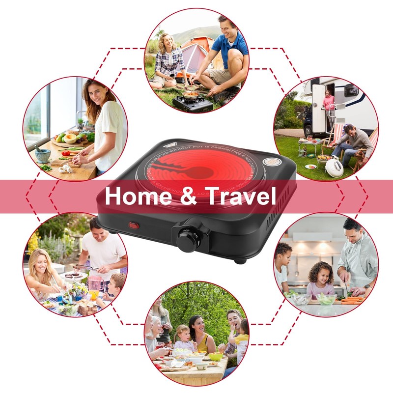 KOCASO 1200W Electric Infrared Single Burner, Electric Stove for Cooking,