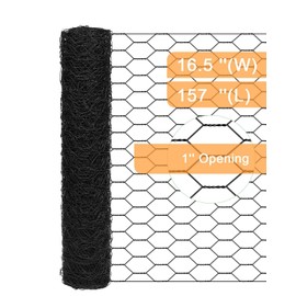 Garden Poultry Black Chicken Wire - 16.5 '' × 157 '' Chicken Wire for Crafts, Garden Fence Animal Barrier, 1 inch Mesh Poultry Netting Fence, Pet/Rabbit/Chicken Wire Fencing
