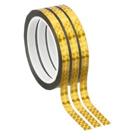 PATIKIL Metalized Polyester Film Tape 3/8 Inch x 55 Yards, 3 Pcs Metallic Decor Tape Laser Gold Adhesive Mirror Tape for Detailing Accent Wall Graphic Arts Boat Trim Walls