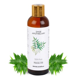 Sage Apothecary 100% Pure & Natural Premium Neem Oil for Hair Growth & Healthy Skin | Healing Dry & Damaged Hair | Pack of 100ML