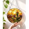 Stained Glass Window Hanging, Tempered Glass Garden Suncatcher 7.8"