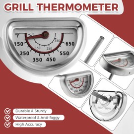 MOOTVGOO BBQ Grill Lid Thermometer, Stainless Steel Temperature Gauge Heat Indicator Replacement Fit for Charbroil Grill, Replaces 463241314, 463241313, 463241413, 463241414, 463241013