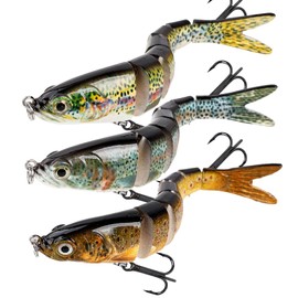 Balifly Robotic Topwater Bass Fishing Lures 7 Segments Swimbaits Bionic Fishing Lure for Saltwater Freshwater for Trout Walleye Bass Pike 4.73in/0.54oz 3pcs FS/YE-02(F)