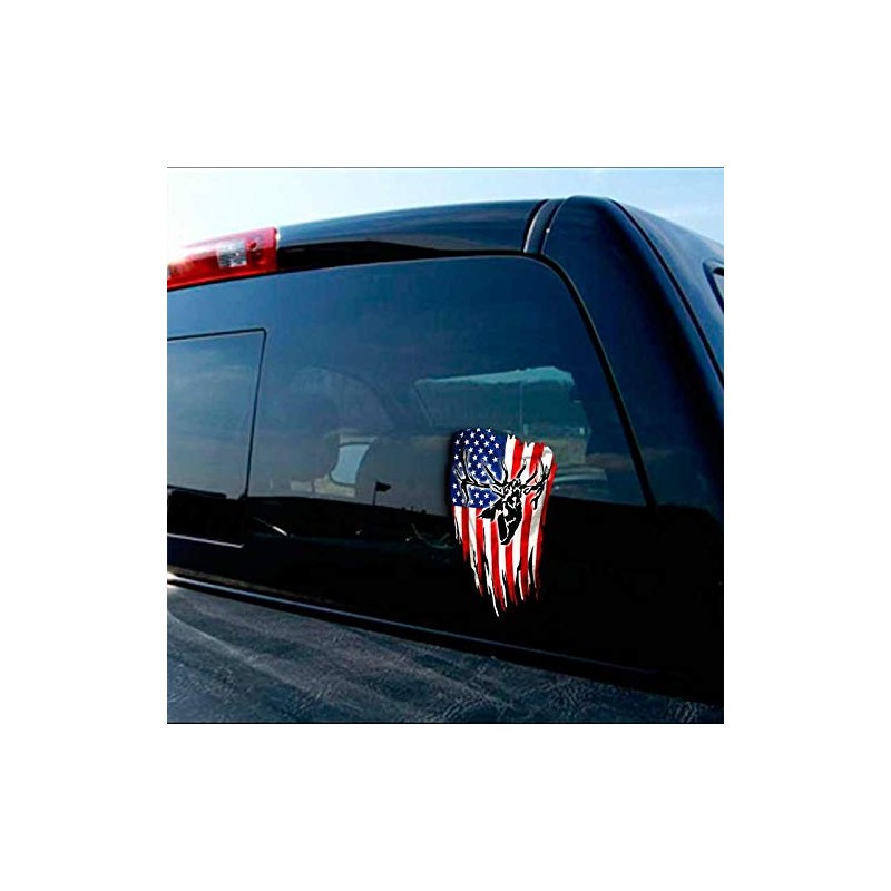 Elk Hunting American Flag Decal Distressed USA Bull Sticker