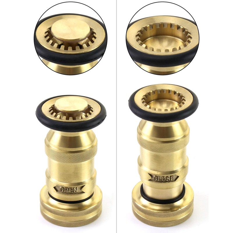 QWORK 1-1/2" NST/NH Brass Fire Hose Spray Nozzle, Heavy Duty