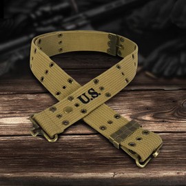 VELVEBAG WW2 US Army M1936 Tactical Battle Belt M36 Pistol Belt 2" Khaki Army Belt Duty Belt Quick-Release L