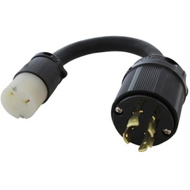 AC WORKS Industral Adapter L15-20P 3-Phase 20A 250V 4-Prong Plug to 6-15/20R 250V 15/20A T-Blade (Flexiable Style)