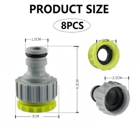 8 Piece Tap Adapter & Tap Connector Set, 1/2 Inch 3/4 Inch 2-in-1 Garden Tap Connector, Garden Hose Connection for Garden Watering, Tap Hose Connection